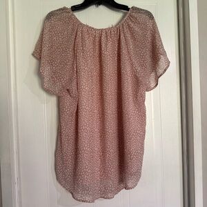 Women’s Pink Printed Flutter Sleeve Blouse